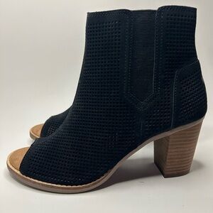 Black Peep-Toe Ankle Boots